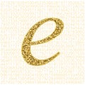 Vector golden glitter Euler`s number on a digital background. Mathematical constant, decimal irrational number, base of Royalty Free Stock Photo