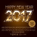 Vector golden glitter Happy New Year 2017 greeting card Royalty Free Stock Photo