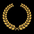 Vector golden glitter Laurel Wreath. Award for winners. Honoring champions illustration. Sign for 1st place. Trophy for