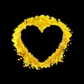 Vector Golden Heart Shaped Frame, Shining Decorative Element, Small Hearts.