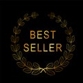 Vector Golden Laure Sign - Best Seller, at black background Royalty Free Stock Photo