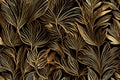 Vector golden leaves botanical modern, art deco wallpaper background pattern