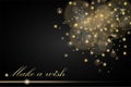 Vector golden lights concept abstract on black ambient blurred background. Luxury design Royalty Free Stock Photo