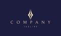 Vector golden logo on which an abstract image of an ink pen with a diamond in the middle. Royalty Free Stock Photo