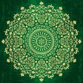 Vector golden mandala on green