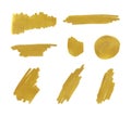 Vector Golden Marker Strokes Set, Background Gold Paint.
