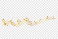 Golden Musical Note waving line, for your element design, at transparent effect background