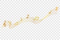 Golden Musical Note waving line, for your element design, at transparent effect background
