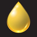 Vector golden oil drop isolated on black background Royalty Free Stock Photo