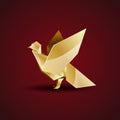 Vector golden origami pigeon