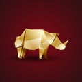 Vector golden origami rhino