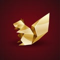 Vector golden origami squirrel