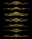 Vector golden ornate borders set black background