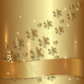 Vector Golden Plate with Snowflakes and Golden