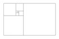 Vector golden relationship template. Golden spiral, golden ratio, Fibonacci array, Fibonacci number. Divine proportions.