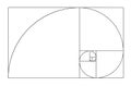 Vector golden relationship template. Golden spiral, golden ratio, Fibonacci array, Fibonacci number. Divine proportions.