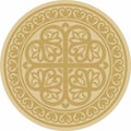 Vector golden round ancient Byzantine ornament.