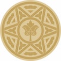 Vector golden round ancient Byzantine ornament.