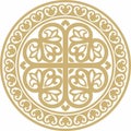 Vector golden round ancient Byzantine ornament.