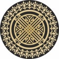 Vector golden round kazakh ornament shanyrak.