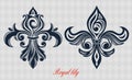 Vector.Golden royal lily. The past. Heraldic symbol. Elegant emblem in the form of a flower. Vintage drawing. Royalty Free Stock Photo