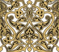 Vector golden seamless oriental national ornament, background. Endless ethnic floral pattern of Arab peoples