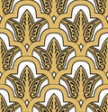 Vector golden seamless oriental national ornament, background. Royalty Free Stock Photo