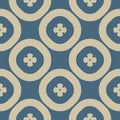 Vector golden seamless pattern. Blue and gold ornament with flowers, circles Royalty Free Stock Photo