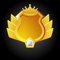 Vector golden shield template for game achievement.
