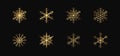Vector golden snowflakes on the black background. Isolated outline flakes set. Gold collection for winter decor Royalty Free Stock Photo