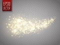 Vector golden star dust trail. Shine particles isolated. Dust cloud