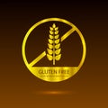 Vector Golden Wheat Crossed in Circle, Glow Illustration, Gluten Free.