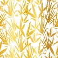 Vector Golden White Bamboo Leaves Seamless Pattern Background. Great for tropical vacation fabric, cards, wedding Royalty Free Stock Photo