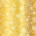 Vector Golden White Doodle Hearts Seamless Pattern Design Perfect for Valentine s Day cards, fabric, scrapbooking