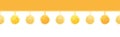 Vector Golden Yellow Decorative Pom Poms On A String Horizontal Seamless Repeat Border Pattern. Great for handmade cards Royalty Free Stock Photo