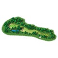 Vector golf course hole aerial isometric view