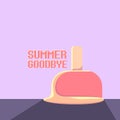 Vector goodbye summer vector concept illustration with melt ice cream on ultraviolet sky background. End of summer Royalty Free Stock Photo