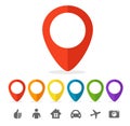 Vector gps pin icon set Royalty Free Stock Photo
