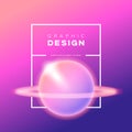 Vector gradient background, Shining abstract planet, Saturn, space, sky. Trendy yellow pink violet ombre background