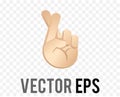 Vector gradient beige fingers crossed icon, gesture indicating luck