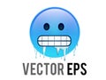 Vector gradient blue cold, freezing face icon with gritted teeth