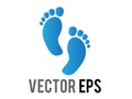 Vector gradient blue two human footsteps, showing both feet and all five toes