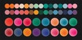 Vector gradient circles. Trendy modern vivid color set. Website, UI and UX design, social media templates round gradient buttons Royalty Free Stock Photo