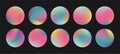 Vector gradient circles. Trendy modern vivid color set for website, UI and UX design, social media templates. Round holographic Royalty Free Stock Photo