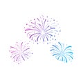 Vector gradient colored firework explosions isolated on white background, colorful decorative element, celebration cencept.