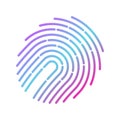 Vector gradient fingerprint icon. Single thumbprint hand sign. Biometric identity scan