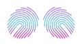 Vector gradient fingerprint icon. Single thumbprint hand sign. Biometric identity scan