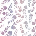 Vector gradient floral branches silhouette seamless pattern background. Fabric textured colourful gradient