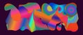 Vector gradient glitch digital art fluid shapes pattern. Bold energetic 90s style horizontal banner. Vivid bright electric colors