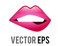 Vector gradient human mouth icon with biting lip lips and teeth